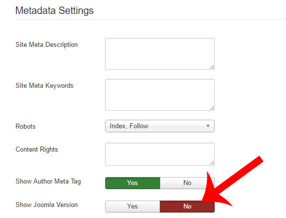 Remove Show Joomla version